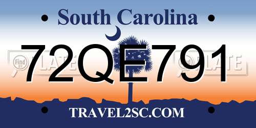 72QE791 South Carolina License Plate