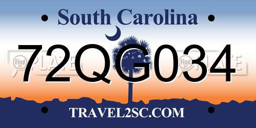 72QG034 South Carolina License Plate