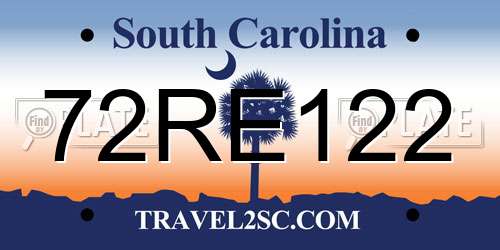 72RE122 South Carolina License Plate