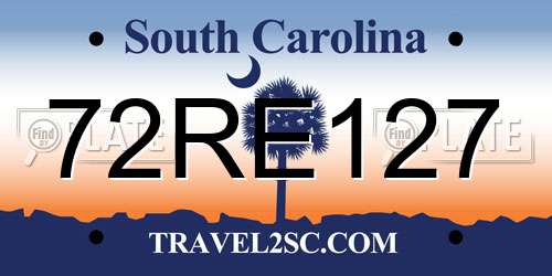 72RE127 South Carolina License Plate