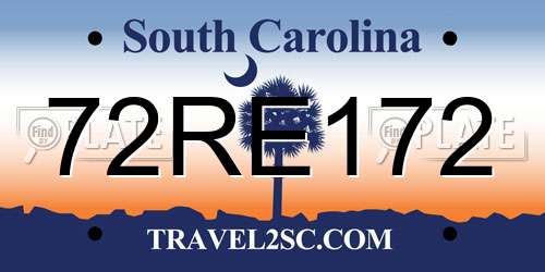 72RE172 South Carolina License Plate