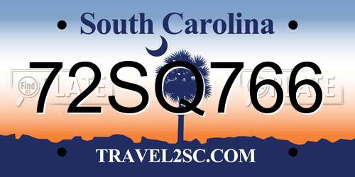 72SQ766 South Carolina License Plate