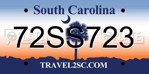 72SS723 South Carolina License Plate
