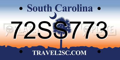 72SS773 South Carolina License Plate