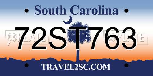 72ST763 South Carolina License Plate