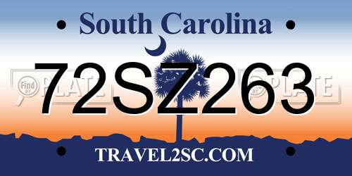72SZ263 South Carolina License Plate