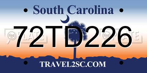 72TD226 South Carolina License Plate