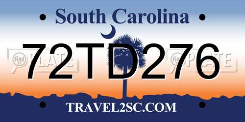 72TD276 South Carolina License Plate