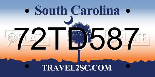 72TD587 South Carolina License Plate