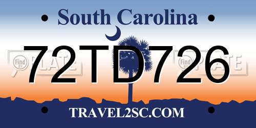 72TD726 South Carolina License Plate