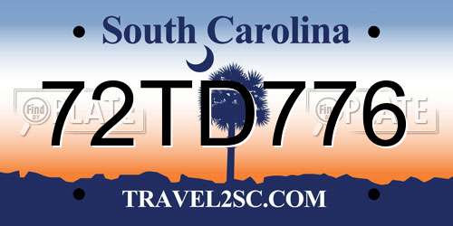 72TD776 South Carolina License Plate