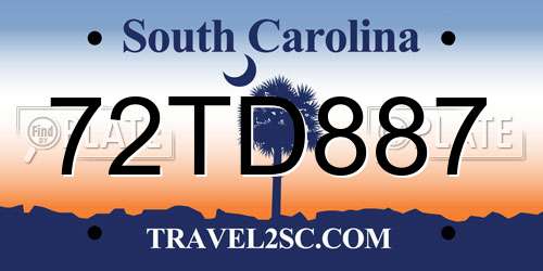 72TD887 South Carolina License Plate