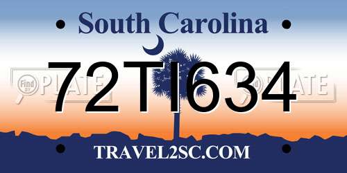72TI634 South Carolina License Plate