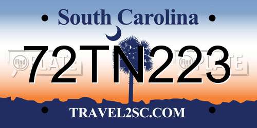 72TN223 South Carolina License Plate