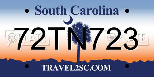 72TN723 South Carolina License Plate