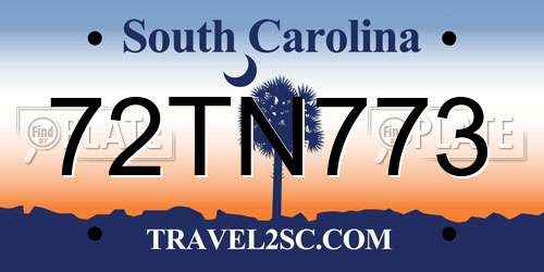 72TN773 South Carolina License Plate