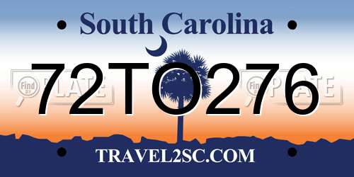 72TO276 South Carolina License Plate