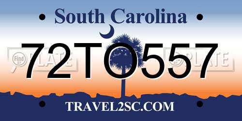 72TO557 South Carolina License Plate