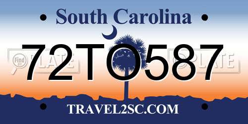72TO587 South Carolina License Plate