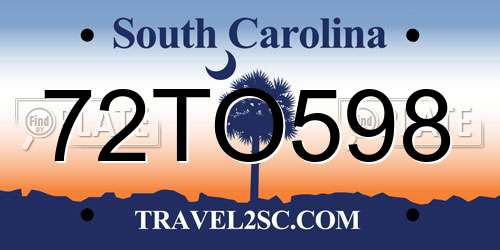 72TO598 South Carolina License Plate
