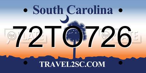72TO726 South Carolina License Plate