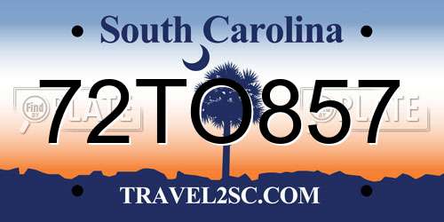 72TO857 South Carolina License Plate