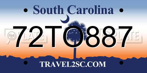 72TO887 South Carolina License Plate
