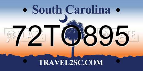 72TO895 South Carolina License Plate
