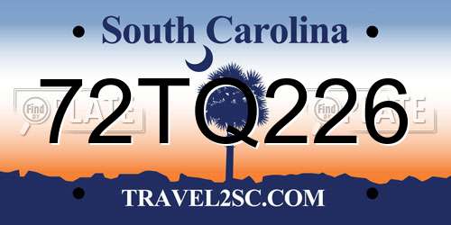 72TQ226 South Carolina License Plate