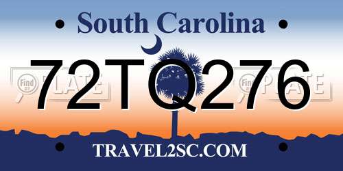 72TQ276 South Carolina License Plate