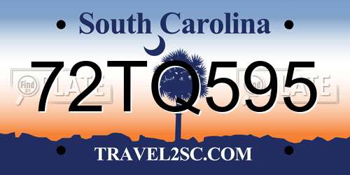 72TQ595 South Carolina License Plate