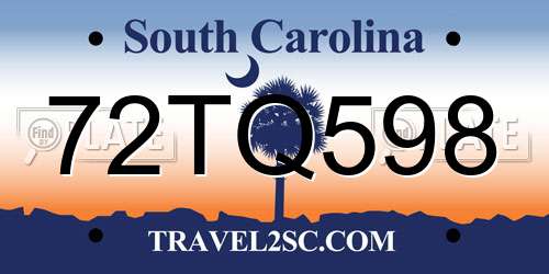 72TQ598 South Carolina License Plate