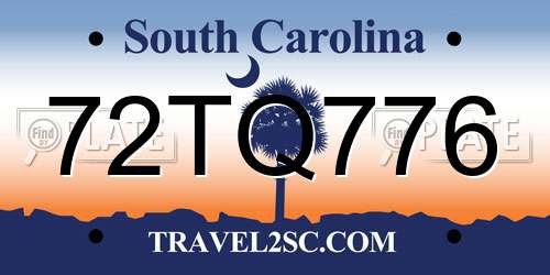 72TQ776 South Carolina License Plate