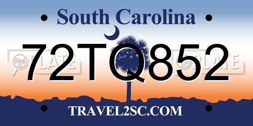72TQ852 South Carolina License Plate