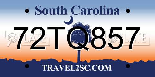 72TQ857 South Carolina License Plate