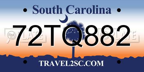 72TQ882 South Carolina License Plate