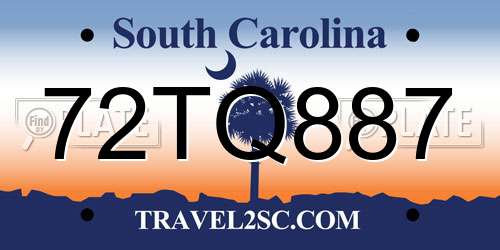 72TQ887 South Carolina License Plate