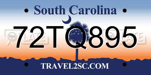 72TQ895 South Carolina License Plate