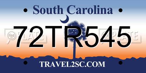 72TR545 South Carolina License Plate