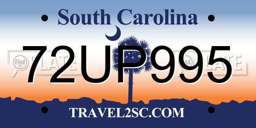 72UP995 South Carolina License Plate