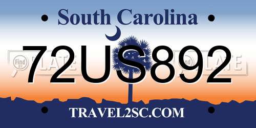 72US892 South Carolina License Plate
