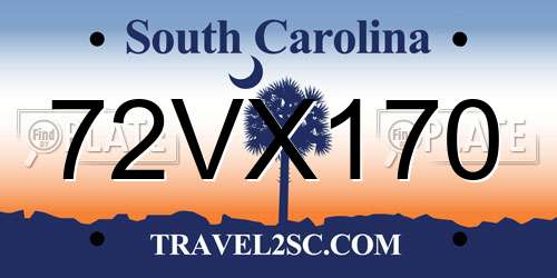 72VX170 South Carolina License Plate