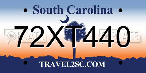 72XT440 South Carolina License Plate