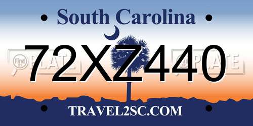 72XZ440 South Carolina License Plate