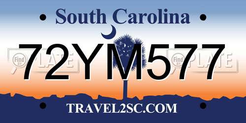 72YM577 South Carolina License Plate