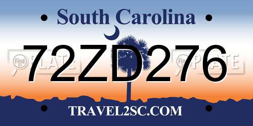 72ZD276 South Carolina License Plate
