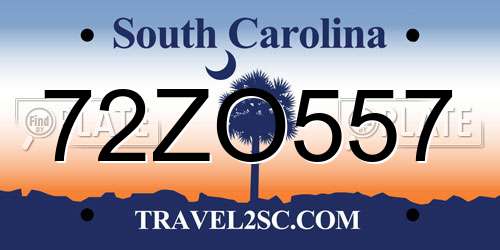 72ZO557 South Carolina License Plate