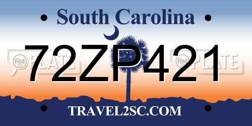 72ZP421 South Carolina License Plate