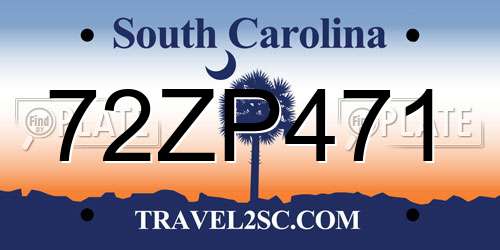 72ZP471 South Carolina License Plate