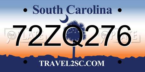 72ZQ276 South Carolina License Plate